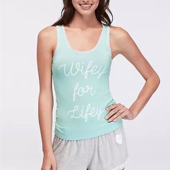 David’s Bridal XL Mint Pajama Tank Top - Picture 1 of 6